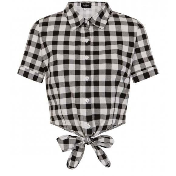 NWT Large Collectif Sammy Gingham Cropped Tie Shirt - Picture 3 of 7
